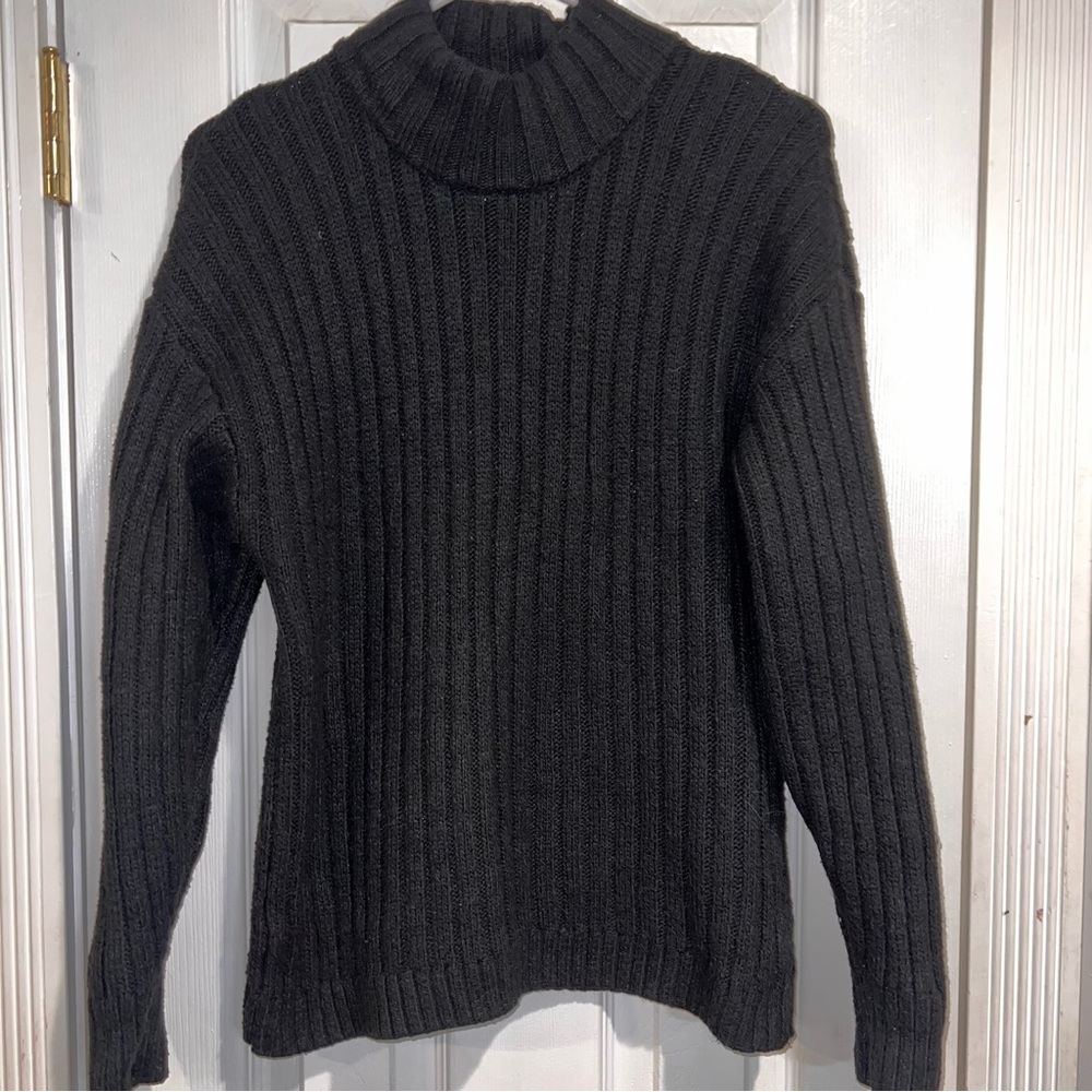 Black Chunky Knit Cowl Neck Sweater